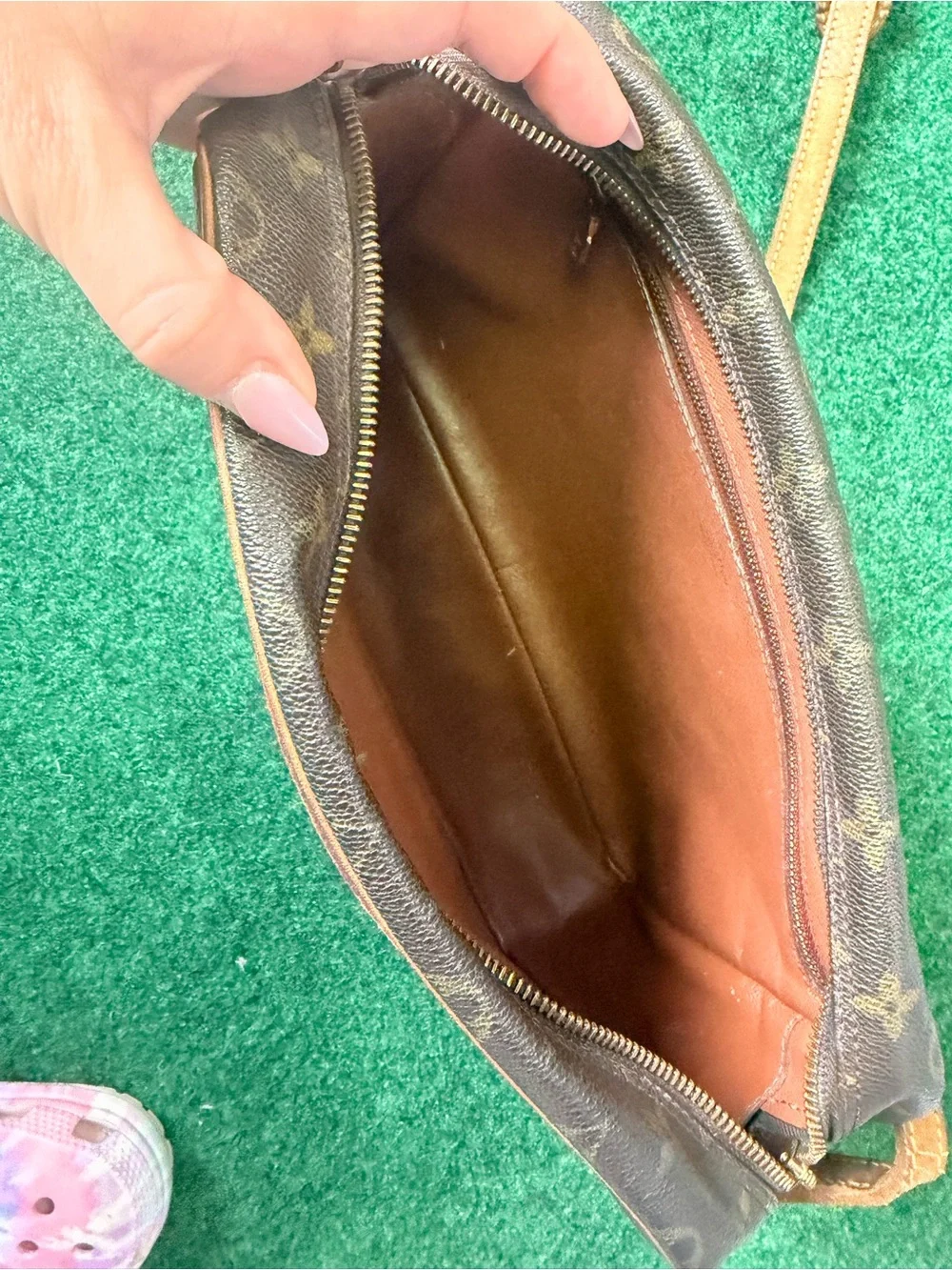 Louis Vuitton Brown Monogram Messenger Bag with Tan Leather Trim
